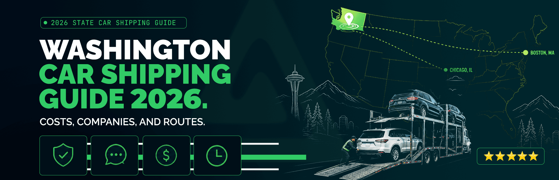 Washington Car Shipping Guide 2026: What It Costs from LA to Seattle, Who Ships to Alaska, and Where the I-5 Runs Slow