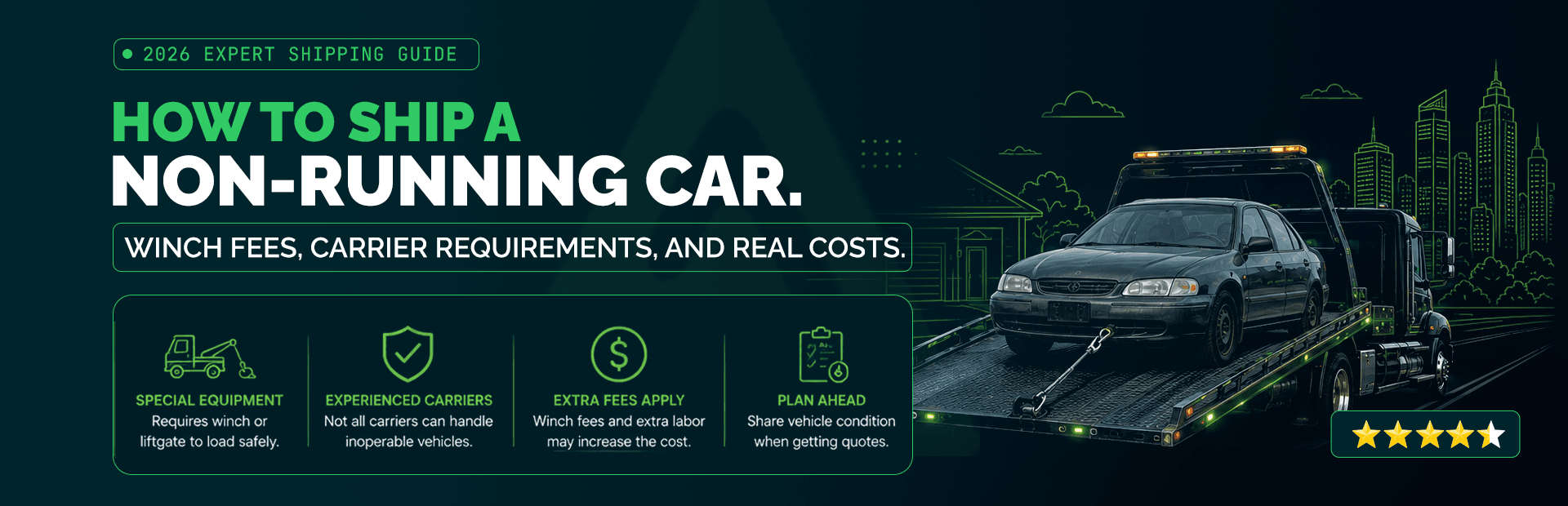 Non-Running Car Shipping Fees in 2026: Winch Costs, Carrier Rules, and the True Price of Moving a Dead Car