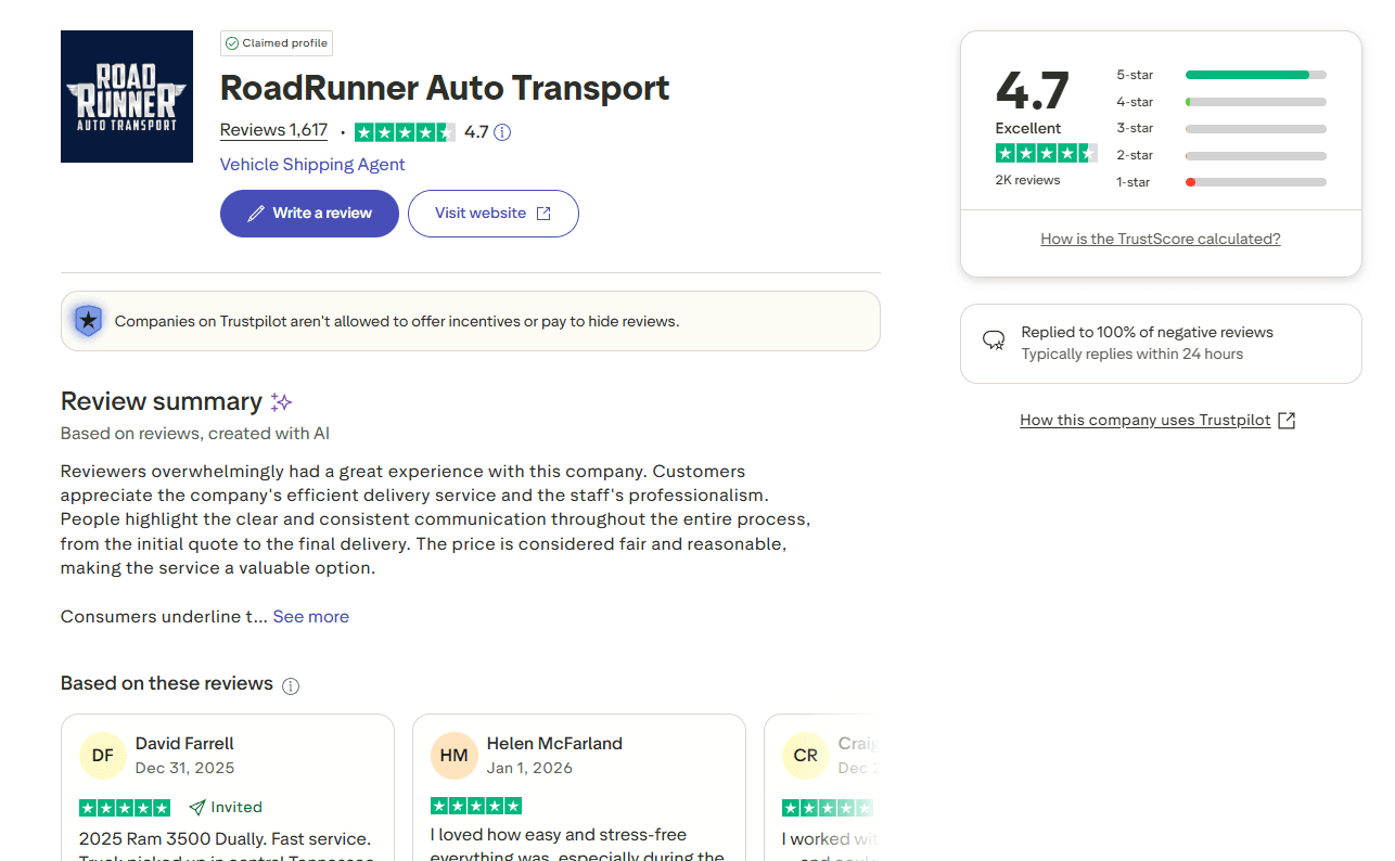 road runner autotransport review page